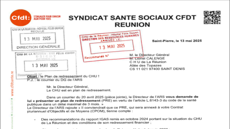 Plan de retour à l'équilibre du CHU, mai 2025